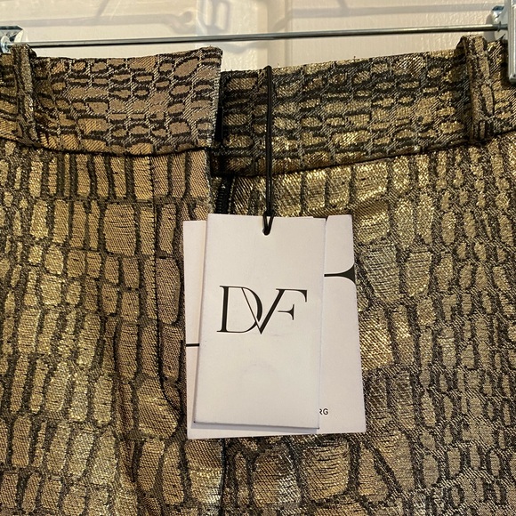 Diane Von Furstenberg Gold Embossed / Black Mary Metallic Pants Size 4 NWT - Picture 9 of 16